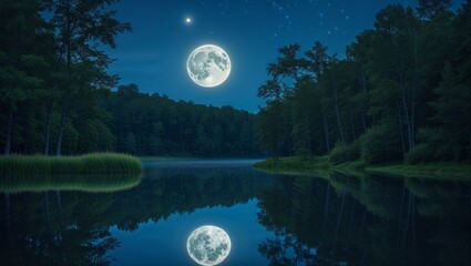 a shiny night with bright moon