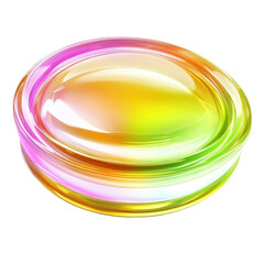 Poster - Colorful glass bowl with various hues displayed on a solid black background for visual contrast on white background , cut out.