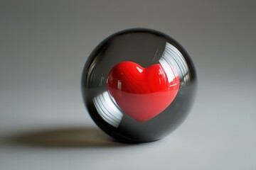 Wall Mural - Red Heart in Glass Ball