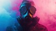 © Khmel - Mysterious figure in gas mask surrounded by colored smoke