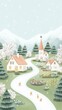 © Sebastian - Charming winter village scene with rabbits amidst snowy mountains and cozy homes.