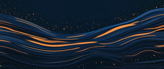 Poster - Modern Tech Banner with Blue and Gold Stripes, sleek vector design on dark background, ideal for tech company branding and visuals