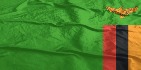 Wall Mural - Zambia Flag Waving Close Up