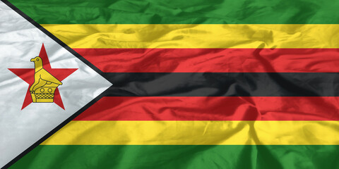 Wall Mural - Zimbabwe Flag Waving Close Up