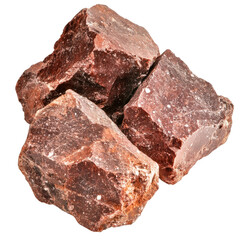 Poster - Pile of brown colored rocks arranged on a black background for texture and natural design purposes on white background , cut out.