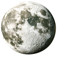 Poster - Full moon illuminated in the night sky with stars visible in a clear atmosphere on white background , cut out.