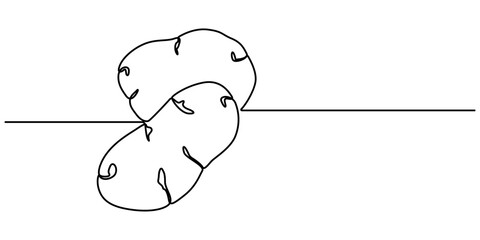 Poster - Potatoes vector illustration. One continuous line drawing art illustration with lettering organic potatoes, One line drawing features two potatoes in a simple and elegant continuous line, creating.