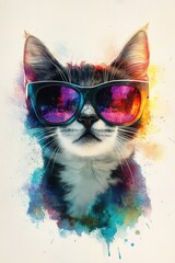 Wall Mural - Cat in sunglasses