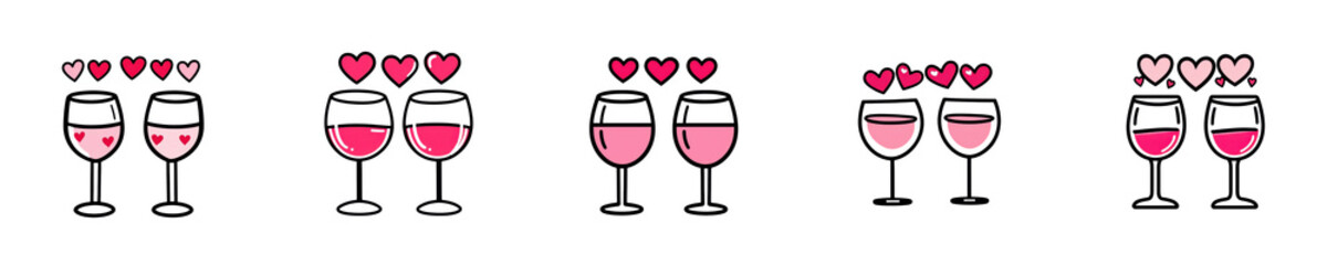 Poster - Valentine elements. Collection set Colorful heart illustrations, expressing love and affection.