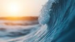 © TI3ee - Close-up of an ocean wave breaking at sunset, showing texture and light.