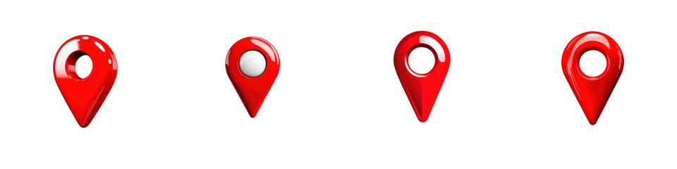 Poster - Collection set red map pins, symbolizing location markers.