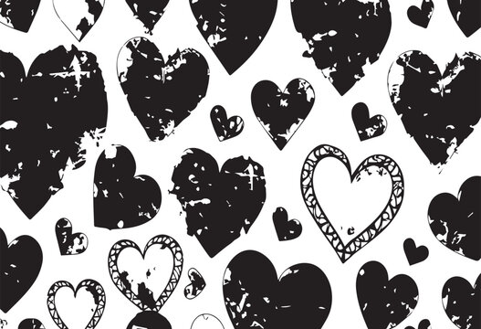 Black silhouettes of hearts. Vector illustration
