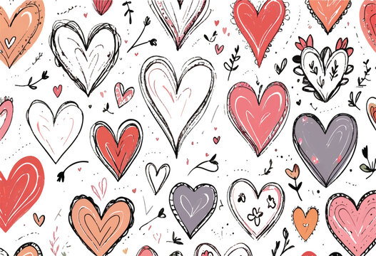 Black silhouettes of hearts. Vector illustration
