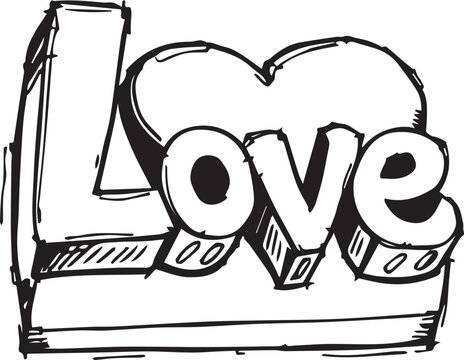 LOVE. Lettering vector illustration for poster, card, banner valentine day, wedding. Love text logo. Hand drawn typography word