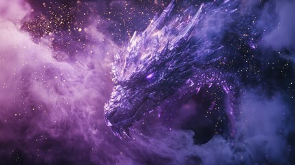 mystic crystal dragon in cosmic nebula