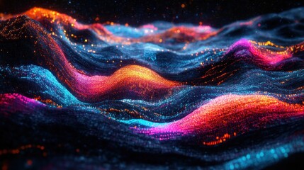 Wall Mural - Abstract Colorful Particle Waves: A Digital Art Masterpiece