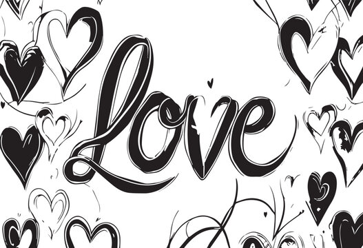 LOVE. Lettering vector illustration for poster, card, banner valentine day, wedding. Love text logo. Hand drawn typography word