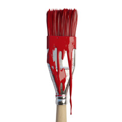 Poster - A close-up image shows a paintbrush with red paint dripping from it against a black background.