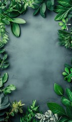 Leinwandbilder - Green foliage arranged in a border with empty space for text and creative design display. Generative AI