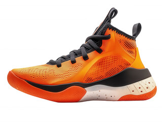 High Top Orange Athletic Basketball Shoes Modern Sport Sneakers Design