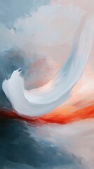 Poster - Vibrant crimson sunset over serene landscape abstract art warm color palette artistic interpretation