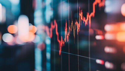 Poster - Abstract Stock Market Data Analysis with Red and Green Graphs Showing Trends and Fluctuations in Investment Values in a Dynamic Financial Environment