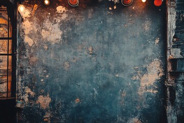Poster - Blank textured wall with lighting features creates a perfect backdrop for creative displays and text elements. Generative AI