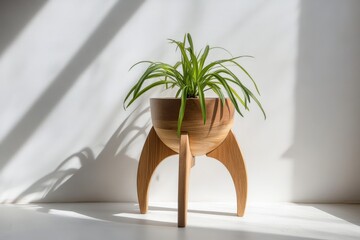 Wall Mural - Wooden Rocket Planter Holds Spider Plant