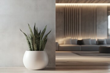 Wall Mural - Snake Plant in White Pot Modern Interior Design