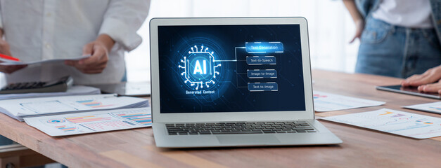Fototapete - Generative AI virtual assistant tools for prompt engineer and user for ease of engage artificial intelligence AI technology help people to work with generative AI functions by prompting the AI brisk