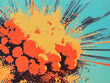Dynamische Explosion in lebhaften Farben mit Wolken und Strahlen

