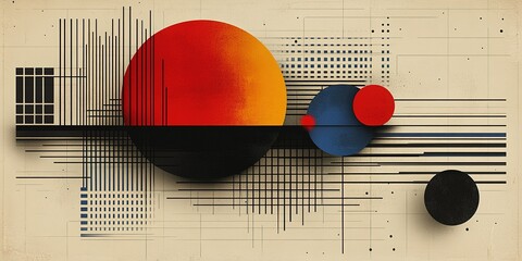 Poster - Abstract geometric composition featuring bold shapes and lines in a modern artistic style