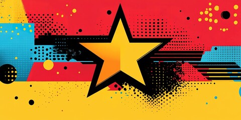 Poster - Vibrant star graphic design showcasing geometric shapes and bold colors in a modern artistic style