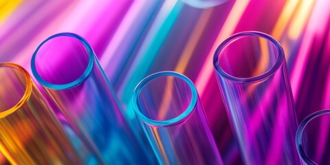 Poster - This captivating image features an abstract background of vibrant PMMA tubes in a stunning spectrum of colors, perfect for creative design projects and breathtaking visual displays