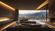 © Oleg - Modern living room with stunning mountain view at sunset showcasing elegance and comfort