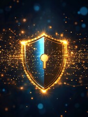 Poster - Dive into the fascinating world of cyber security by examining a shield icon that symbolizes robust data protection and cuttingedge technology, ensuring secure internet business transactions