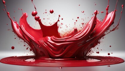 Poster - vibrant 3d explosion of red paint from cans capturing a lively moment in the artistic world