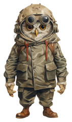 Canvas Print - PNG Owl costumes wearing pilot outfit animal human cute.