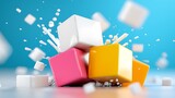 Colorful Cubes Splashing