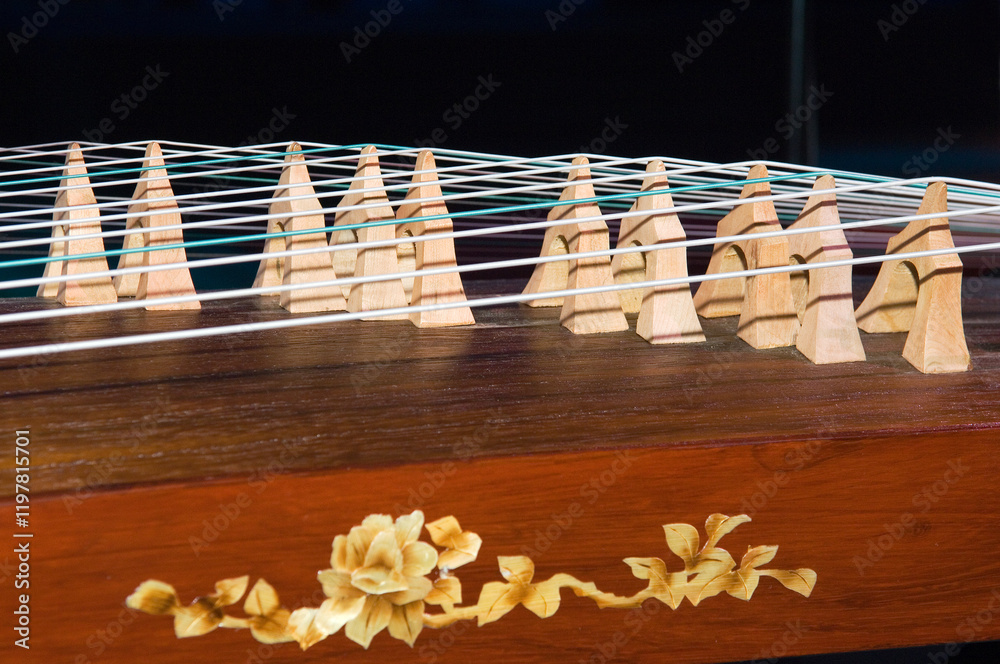 Ancient classical Chinese musical zither type instrument the zheng ...