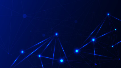 Wall Mural - blue background with glowing dots and lines, a futuristic network technology concept vector illustra