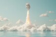 © cff999 - a rocket is flying into the sky with clouds