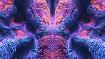 Poster - Abstract Digital Artwork Showing Symmetrical Bioluminescent Forms
