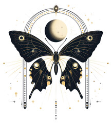 Wall Mural - png vector outline window butterfly illustration elegant.