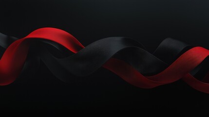 Wall Mural - A black and red ribbon is shown in a black background