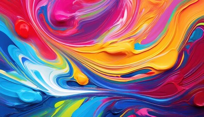 Poster - vibrant abstract acrylic painting colorful brushstrokes create a whirlwind of hues and textures
