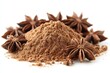 ©  Foring_Stock - Star anise powder in a small pile, showcasing its warm brown tones and aromatic appeal for culinary and decorative use.
