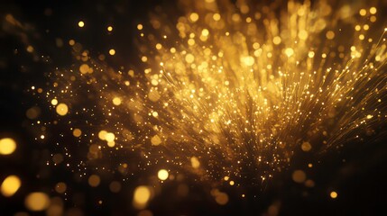 Poster - Abstract golden light burst on black background.
