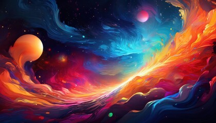 Poster - vibrant cosmic explosion a swirling kaleidoscope of color and form in this stunning abstract galaxy 