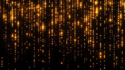 Poster - Digital rain effect, showcasing a cascading waterfall of glowing binary code, reminiscent of the iconic Matrix movie scene